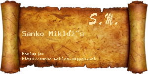 Sanko Miklós névjegykártya